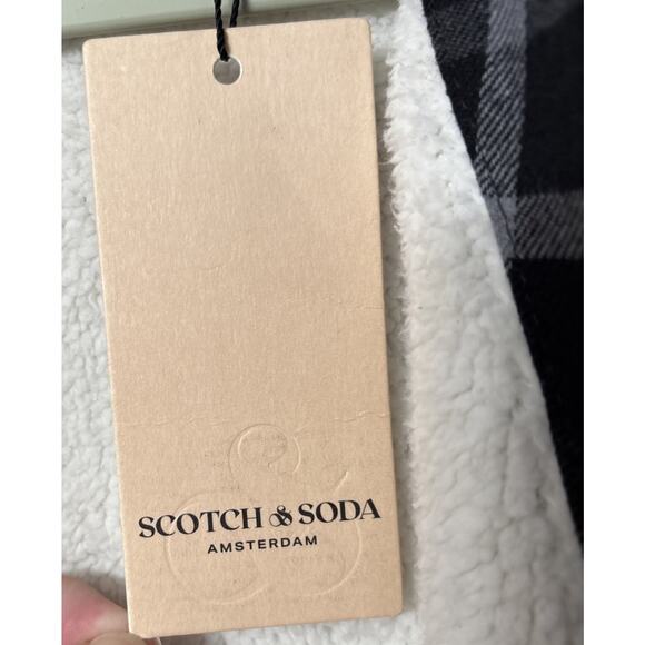 NWT Scotch & Soda Mens Medium Sherpa-Lined Plaid Jacket Double Chest Pocket - Picture 12 of 15